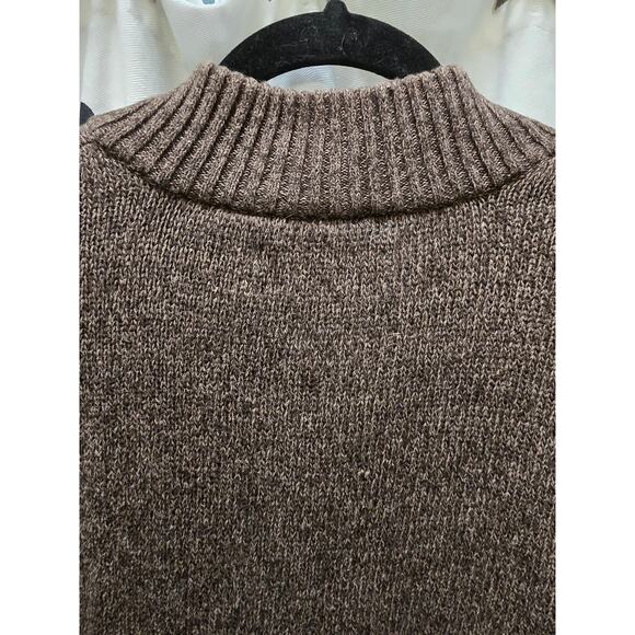 Chaps brown knit quarter button 100% cotton sweater XXL with elbow patches - Picture 9 of 11